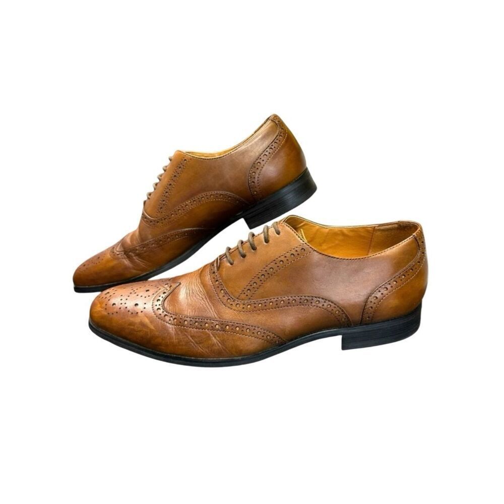 EXPRESS Tan Leather Wingtip Lace Up Oxford Worn Once Size 10